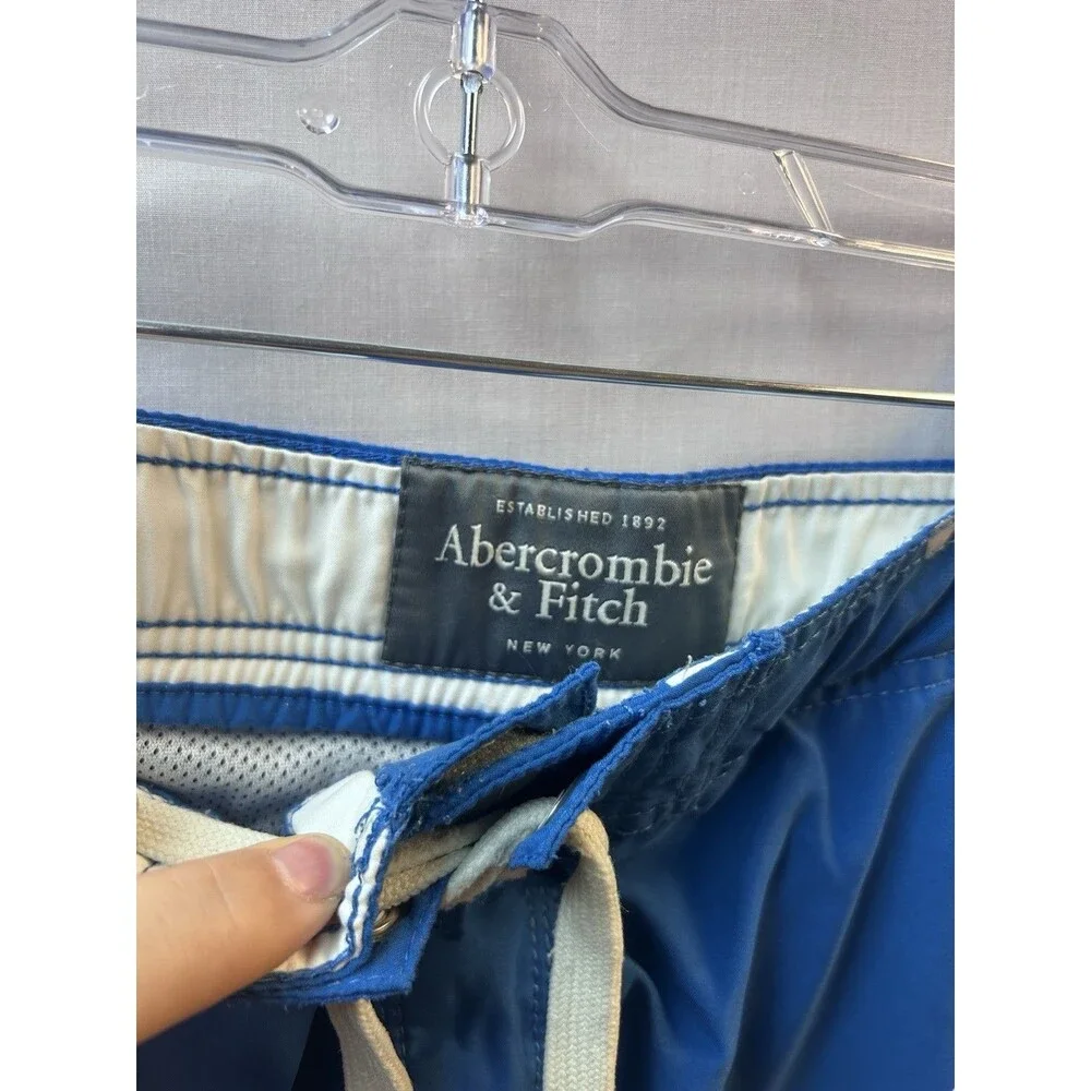 VTG Abercrombie & Fitch Swim Trunks Mens Large Blue Spellout Board Shorts Y2K